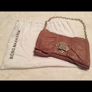 BCBG MAXAZRIA Tan Leather Clutch